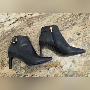 Calvin Klein Black Ankle Booties with Gold Accent
